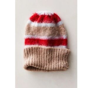 NWOT Free People in This Groove Striped Beanie in Brick Stripe